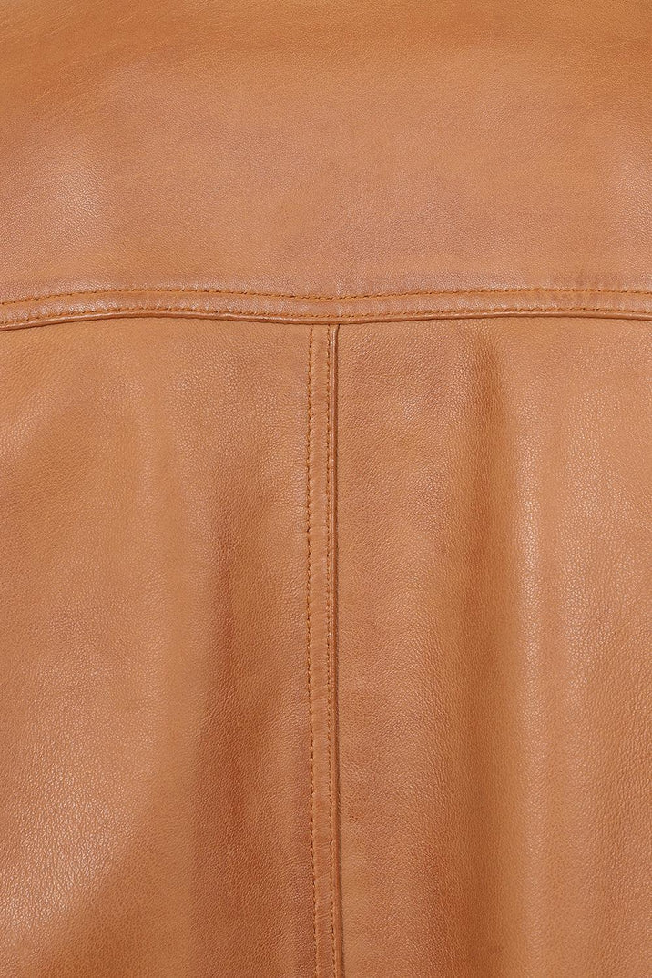 Men's Tan Leather Bomber Jacket 