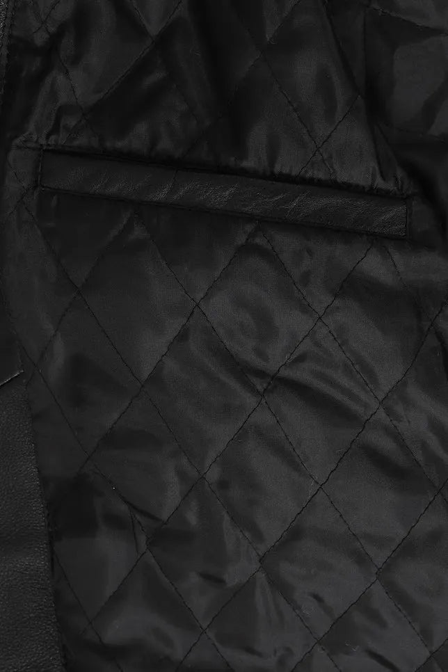 Men’s Refined Black Genuine Leather Biker Jacket