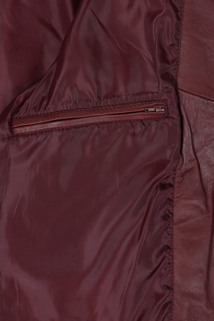 Men's Maroon Red Genuine Leather Jacket