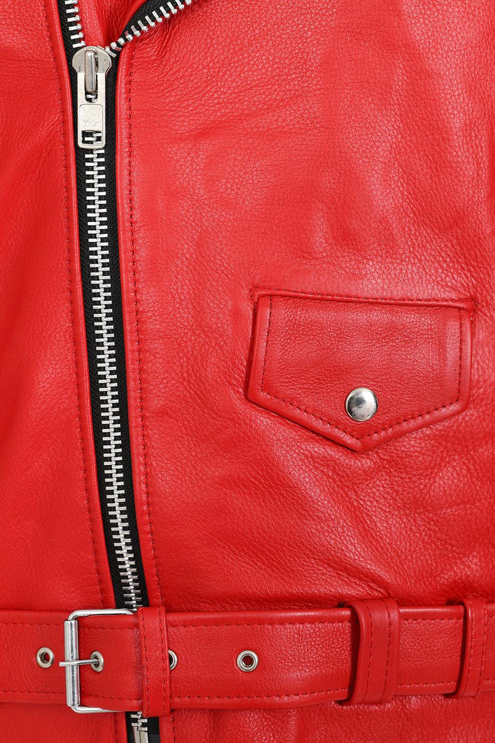 Men’s Authentic Red Leather Moto Jacket