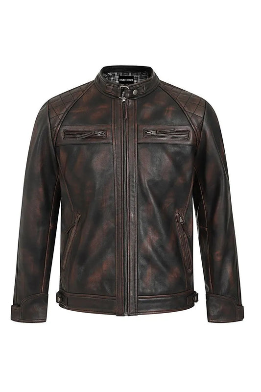 Men’s Brown Real Leather Biker Jacket