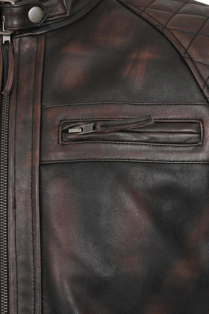 Men’s Brown Real Leather Biker Jacket