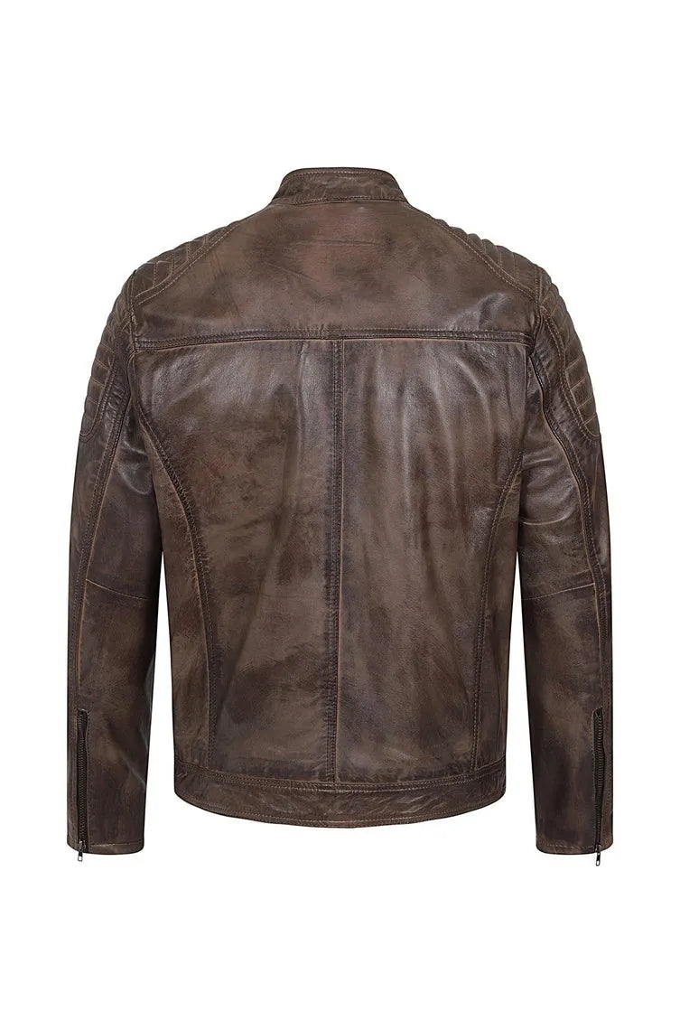 Men's Chocolate Brown Motorcycle Leather Jacket 