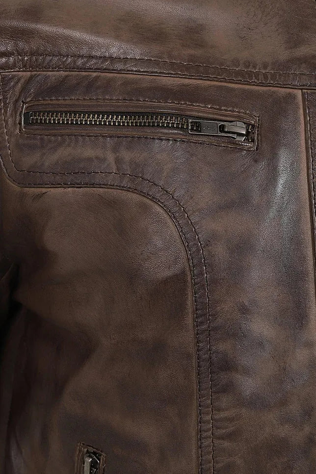 Men's Chocolate Brown Motorcycle Leather Jacket 