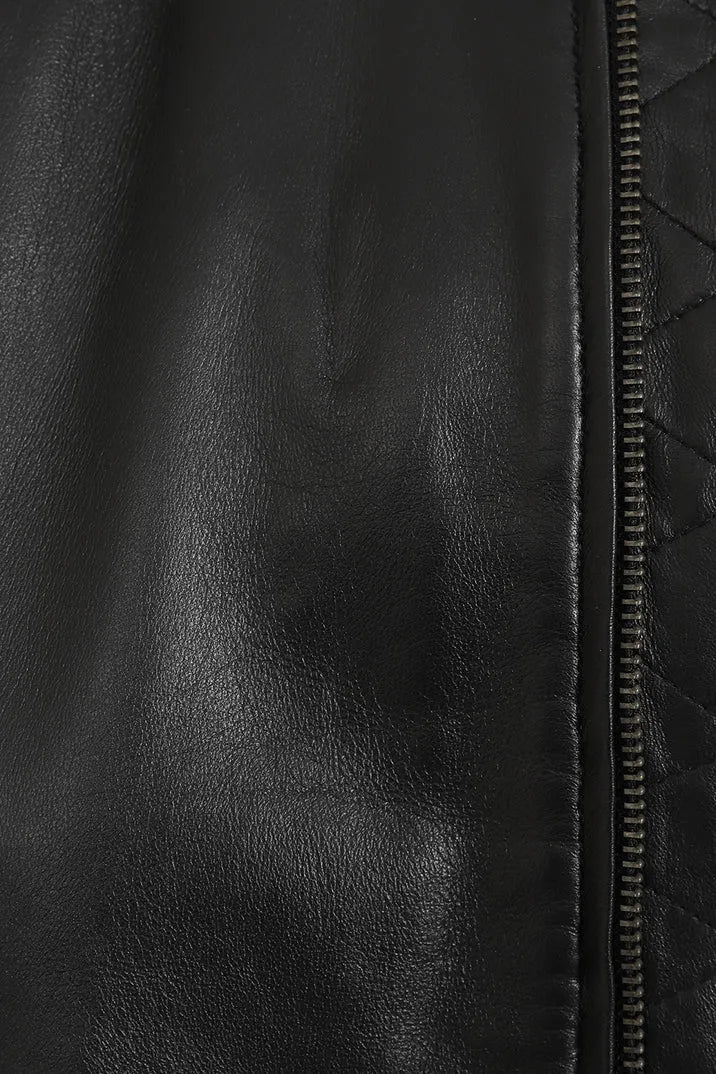 Men’s Black Leather Bomber Jacket