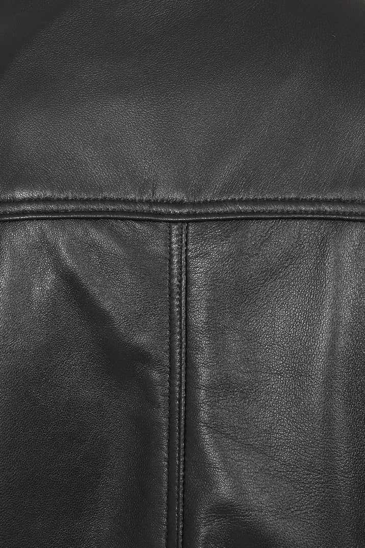 Men’s Black Leather Bomber Jacket