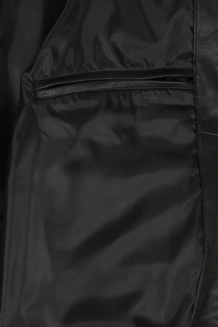 Men’s Black Leather Bomber Jacket