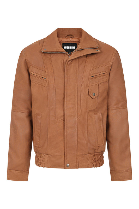 Men's Genuine Tan Leather Jacket 