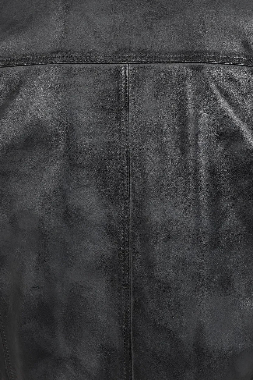 Men’s Grey Genuine Leather Biker Jacket