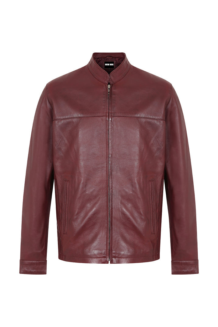 Men's Maroon Red Genuine Leather Jacket