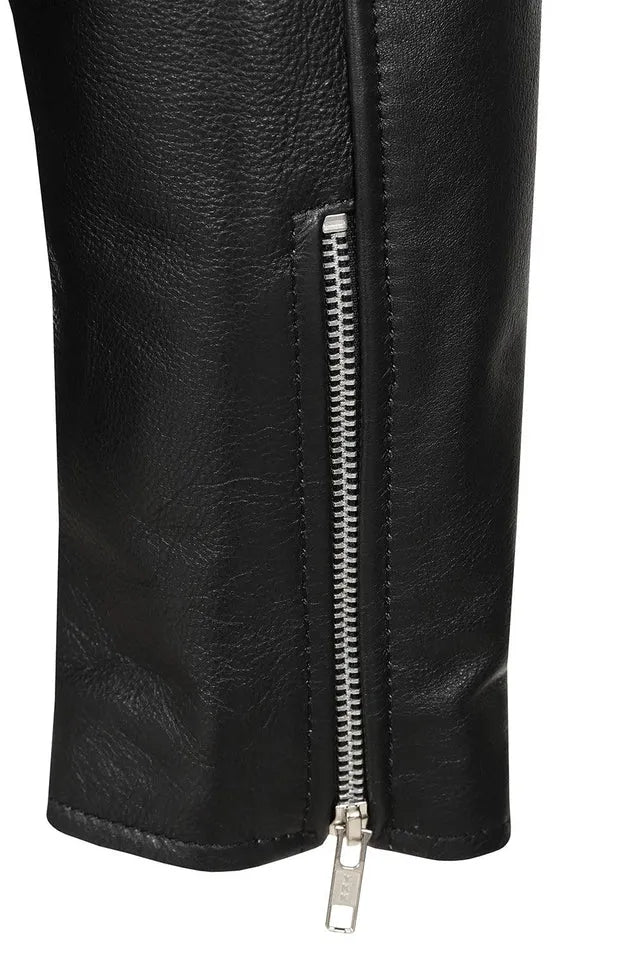 Men’s Refined Black Genuine Leather Biker Jacket