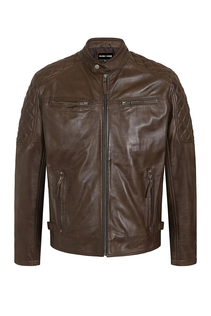 Men’s Trendy Brown Leather Moto Jacket