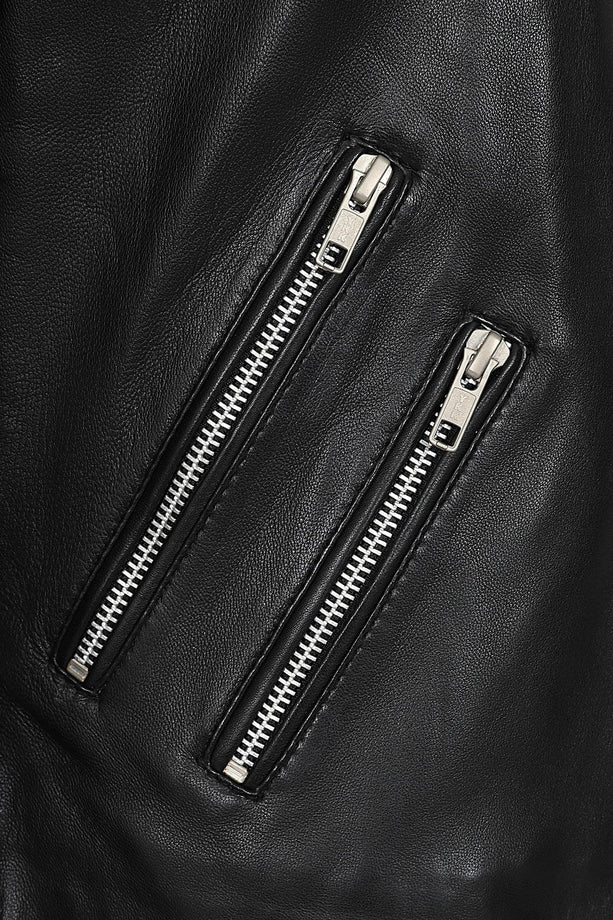 Women's black leather moto jacket 