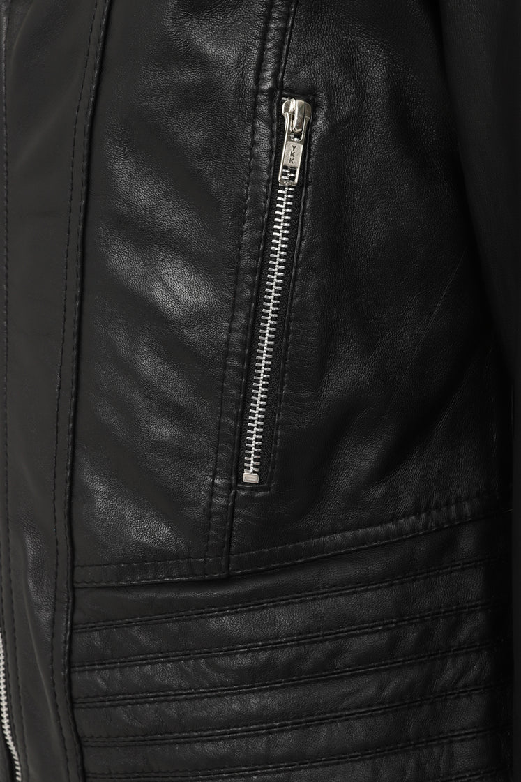 Women's Black Leather Biker Jacket