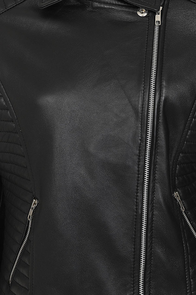 Women's White Leather Motorcycle Jacket