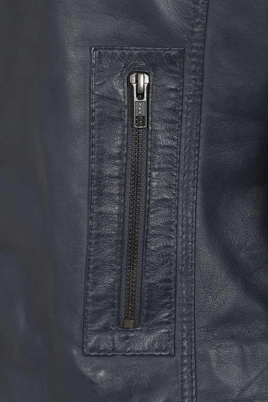 Stand Collar Leather Motorcycle Jacket