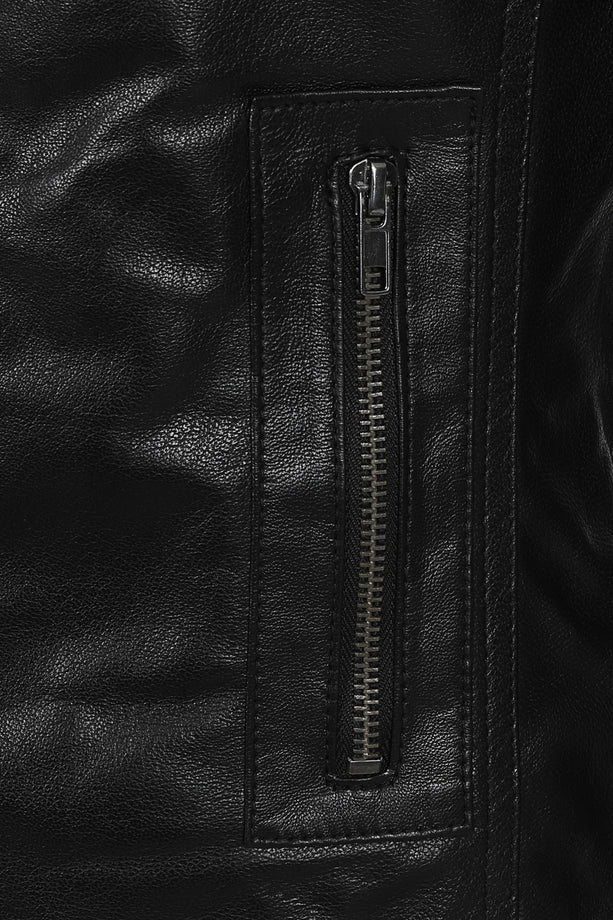 Women’s Petite Black Leather Motorcycle Jacket