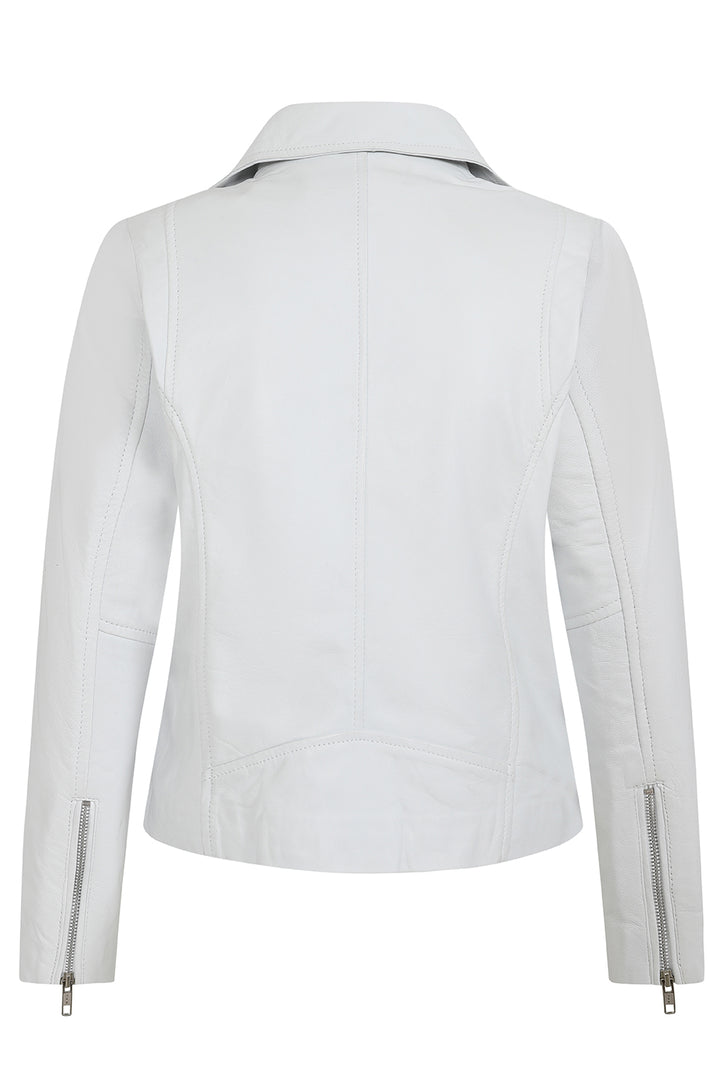 Women's White Leather Motorcycle Jacket