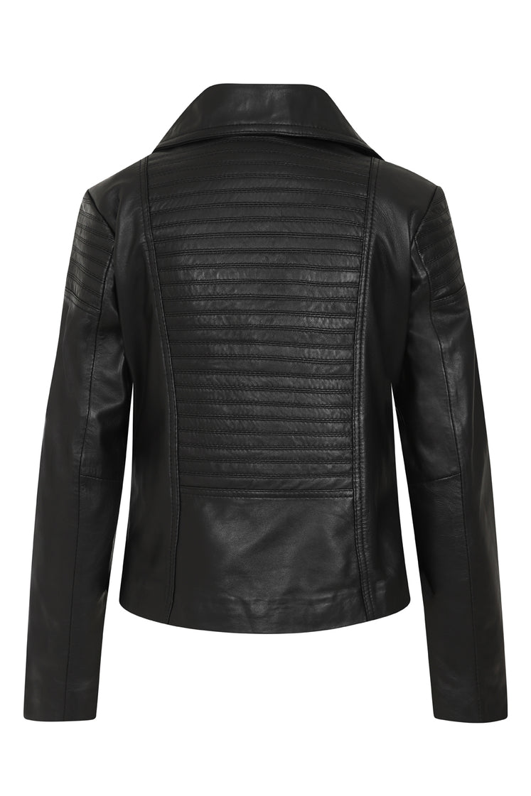 Women's Black Leather Biker Jacket