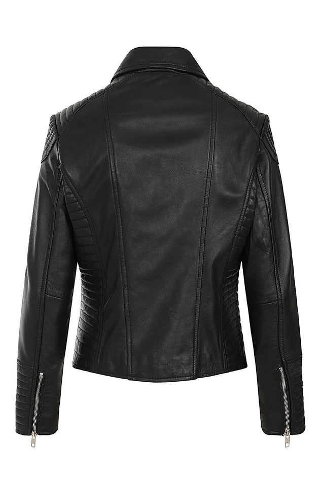 Women's White Leather Motorcycle Jacket