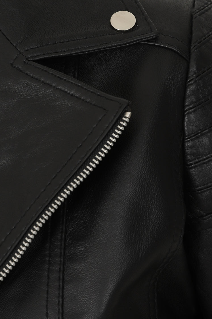 Women's Black Leather Biker Jacket