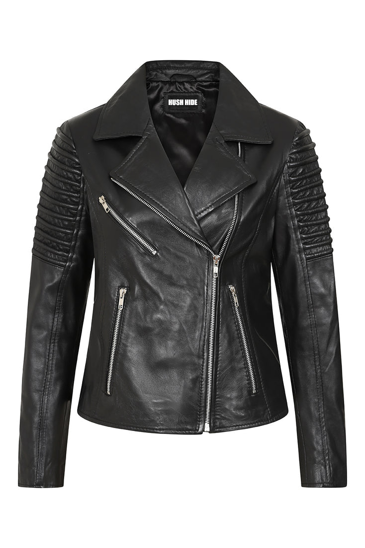 Women's Finest Leather Black Motorcycle Jacket