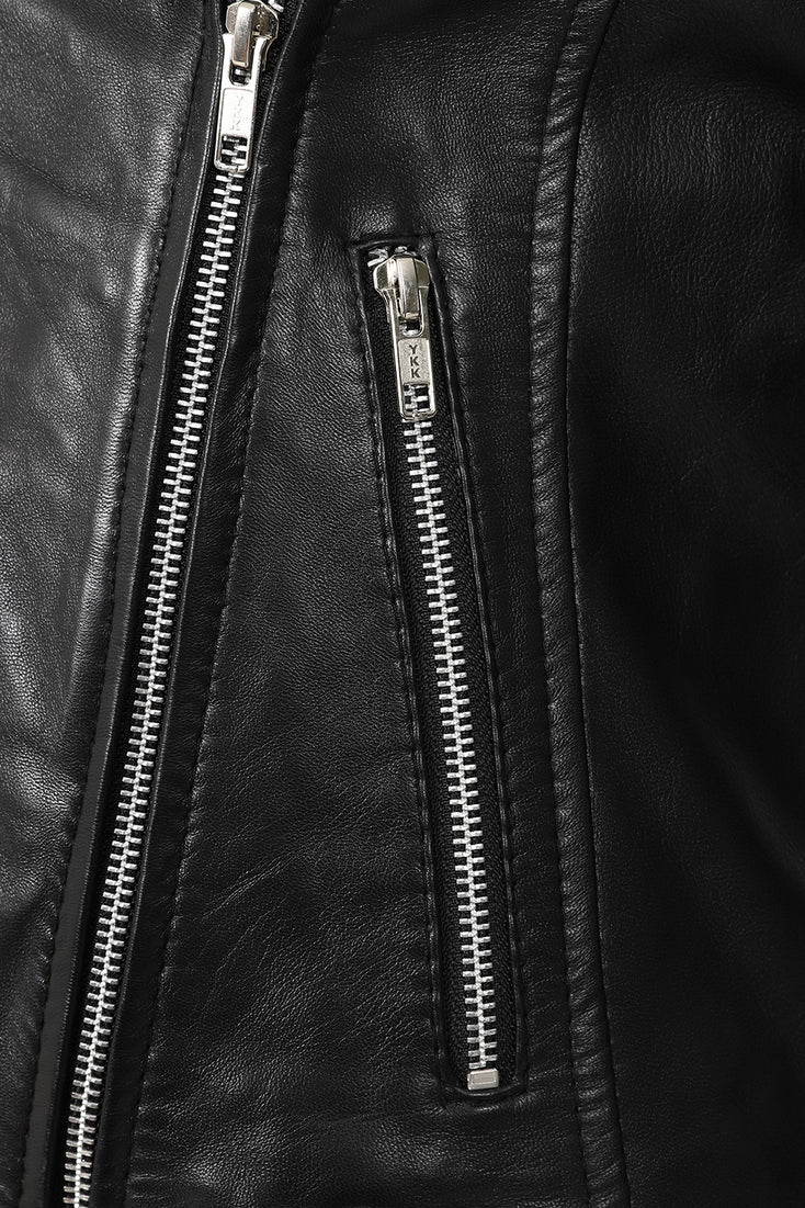 Women's Finest Leather Black Motorcycle Jacket