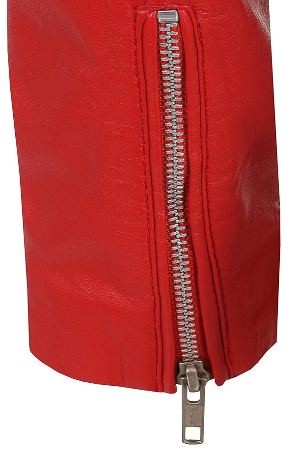 Women's Red Genuine Biker Leather Jacket 