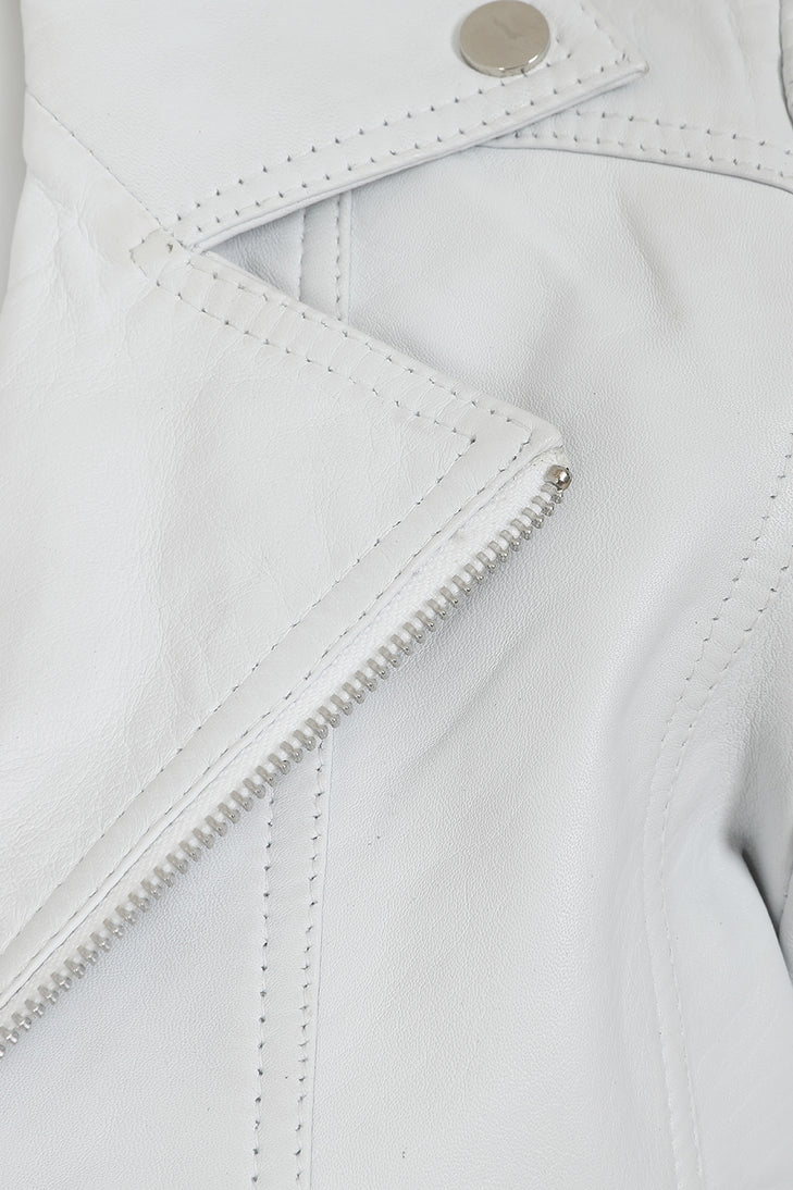 Women's White Biker jacket 